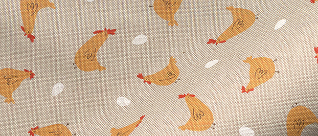 Dekostoff - Halbpanama - Leinenoptik - Ostern - Huhn & Ei