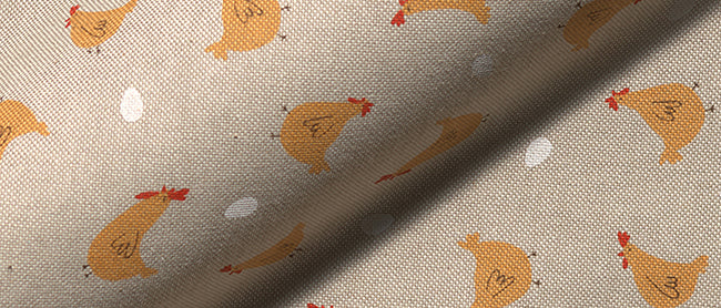 Dekostoff - Halbpanama - Leinenoptik - Ostern - Huhn & Ei