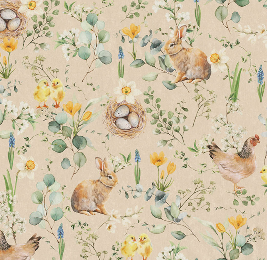 Edler Dekostoff - Digital Print - Ostern - Happy Spring Scene