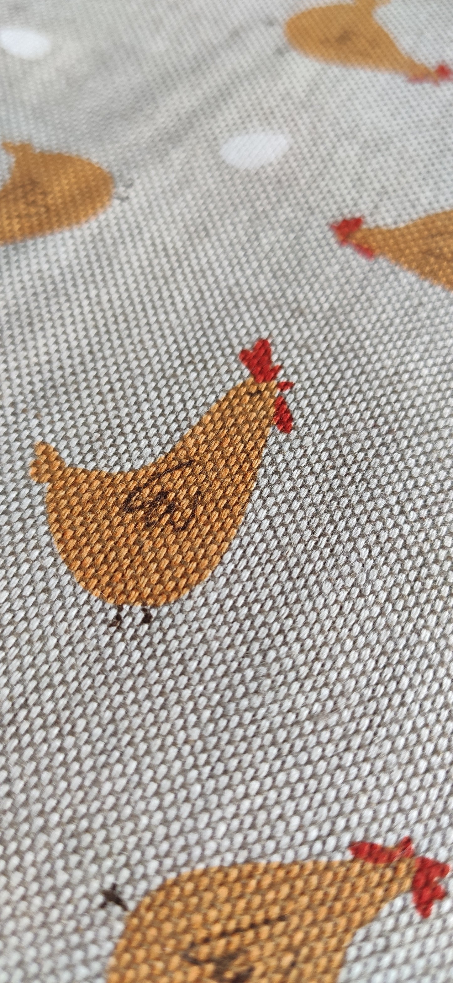 Dekostoff - Halbpanama - Leinenoptik - Ostern - Huhn & Ei