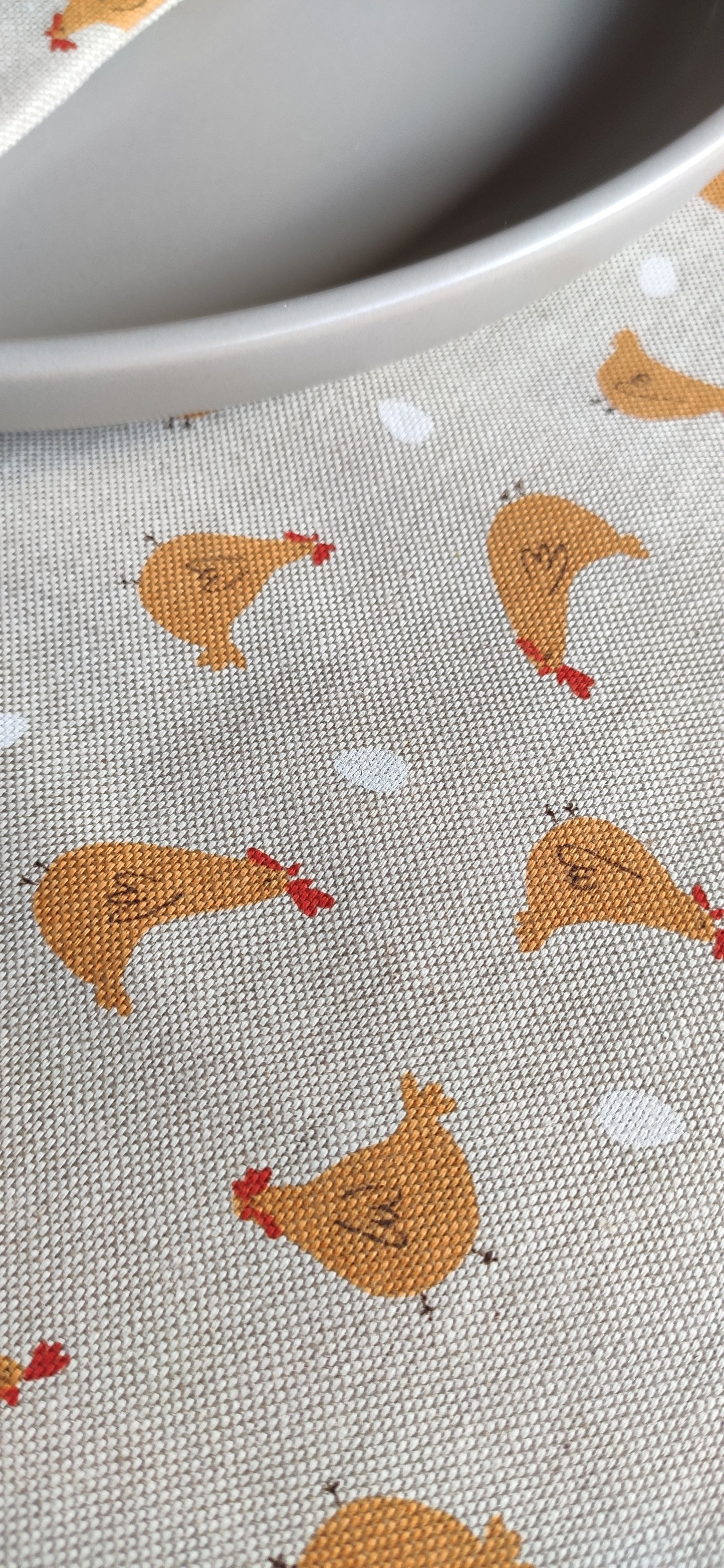 Dekostoff - Halbpanama - Leinenoptik - Ostern - Huhn & Ei