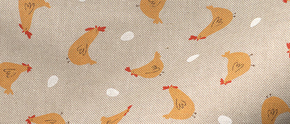 Dekostoff - Halbpanama - Leinenoptik - Ostern - Huhn & Ei