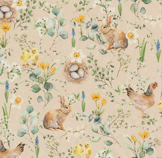 Edler Dekostoff - Digital Print - Ostern - Happy Spring Scene
