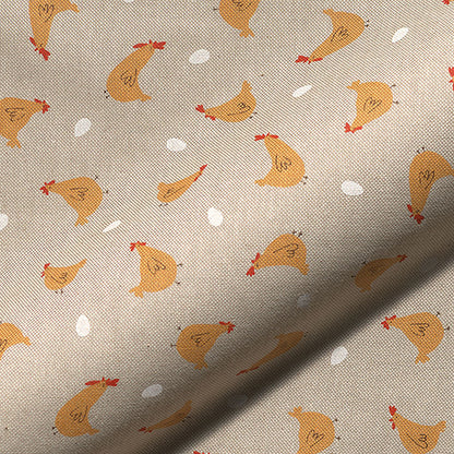 Dekostoff - Halbpanama - Leinenoptik - Ostern - Huhn & Ei