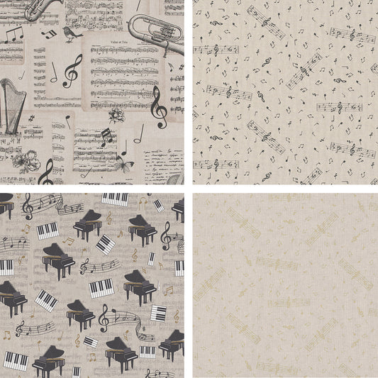 Dekostoffe - Halbpanama - Leinenoptik 140 cm breit | Dekostoffe zur Auswahl | Musik
