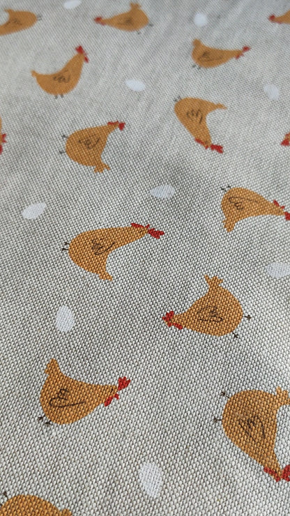 Dekostoff - Halbpanama - Leinenoptik - Ostern - Huhn & Ei